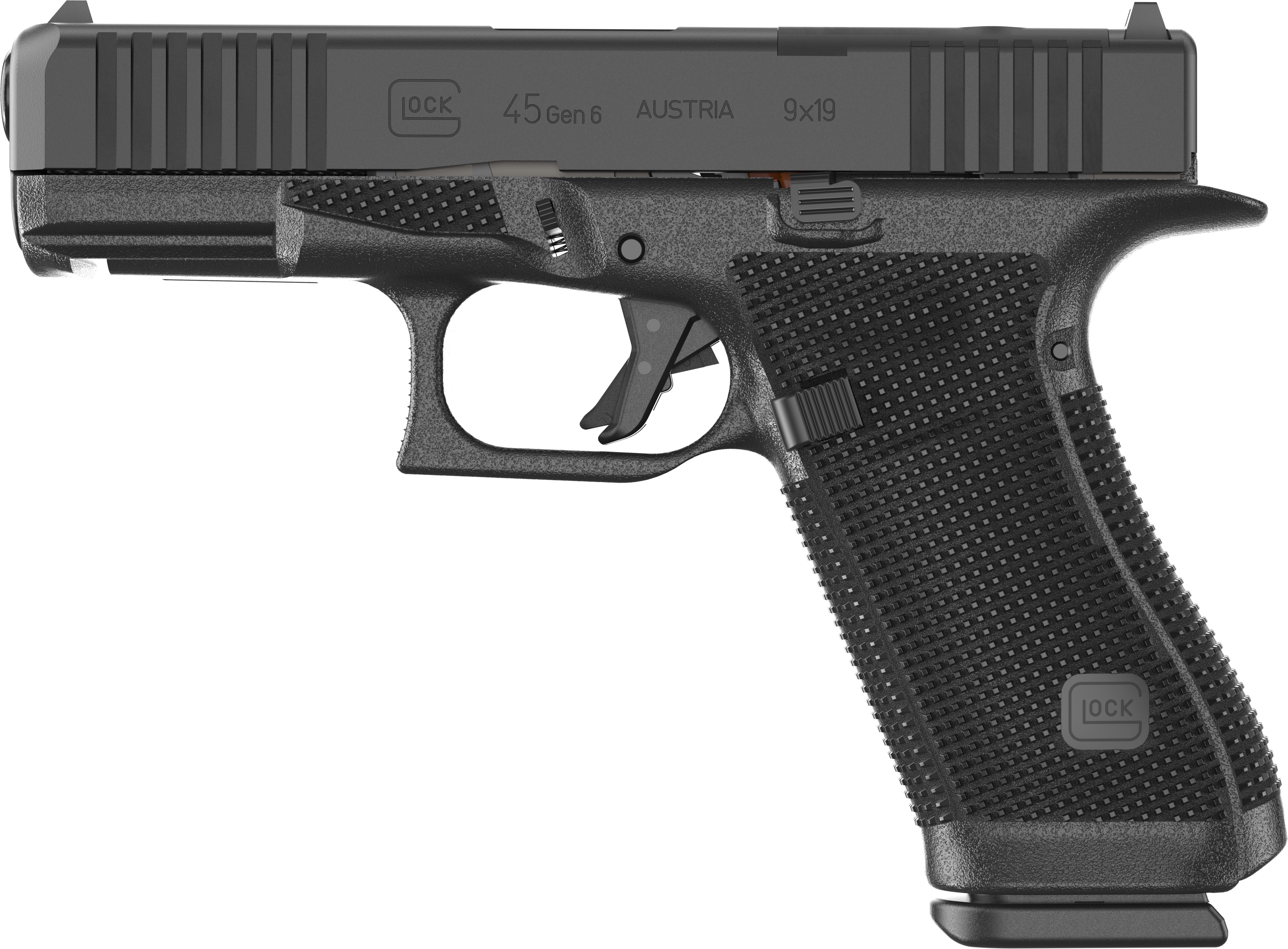 Glock U64550203 G45 Gen6 Crossover Frame 9mm Luger 17+1 4.02" Black GMB Barrel, Black nDLC Steel Optic Ready/Serrated Slide, Bl - U64550203