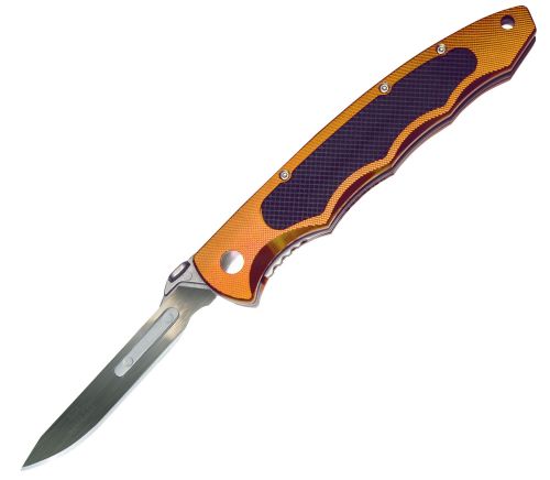 Havalon Piranta Edge 2.75 Plain 60A Stainless Steel G10 Black Inserts/Orange Handle Folding