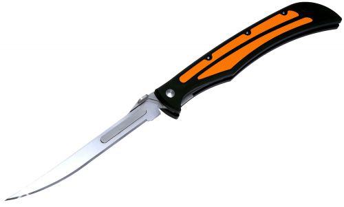 Havalon Baracuta Edge 5 Replaceable Plain Stainless Steel Black Polymer/Orange Rubber Inserts Handle Fixed Folding