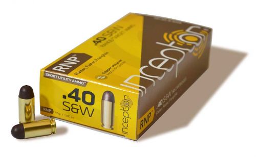 PolyCase Ammo 40RNPBRSW50 Inceptor 40 S&W 97 GR Round Nose 50 Bx/ 20 Cs