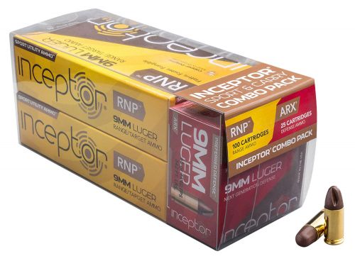 PolyCase Ammo 9RNPARX Inceptor 9mm Luger 65 GR RNP/ARX 125 Bx/ 12 Cs