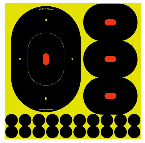 Birchwood Casey 34905 Shoot-N-C Reactive Target Self-Adhesive Paper Black/Yellow 9 Oval Silhouette 5 Pack