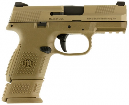 FN FNS Double Action 9mm 3.6 12+1/17+1 Flat Dark Earth Interchangeable Backstrap Grip Flat