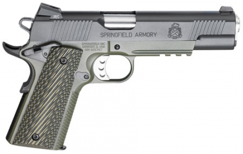 Springfield Armory 1911 Single 45 ACP 5 7+1 OD Green G10 Grip Black A