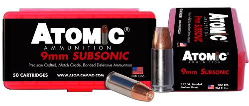 Atomic Pistol Subsonic 9mm+P 147 gr Bonded Match Hollow Point 50 Bx/ 10 Cs