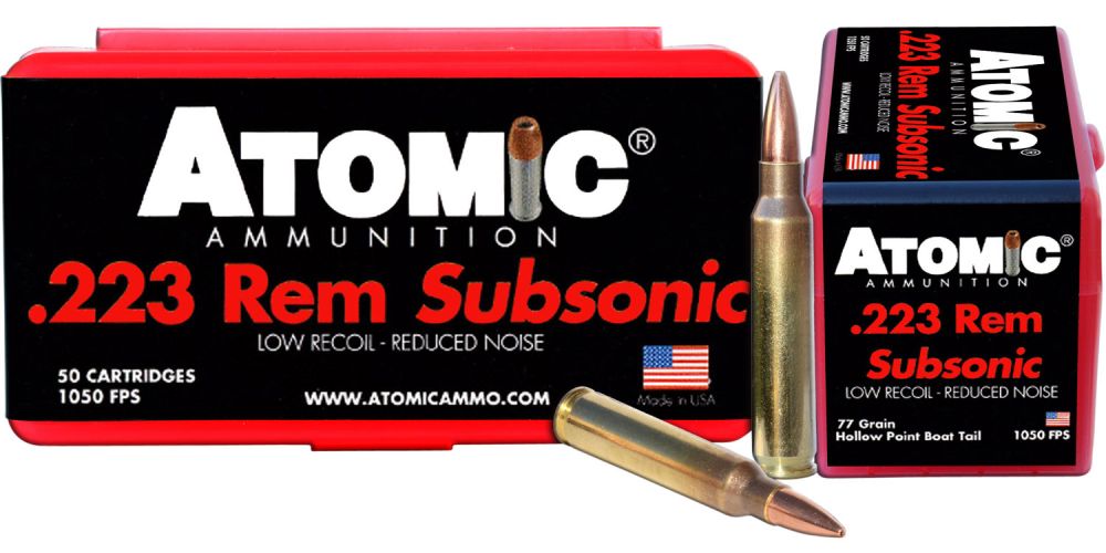 Atomic Rifle Subsonic Boat Tail Hollow Point 223 Remington Ammo 50 Round Box