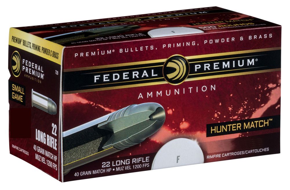 Federal 720 Hunter Match .22 LR  (LR) 40 GR Hunter Match 50 Bx/0 Cs