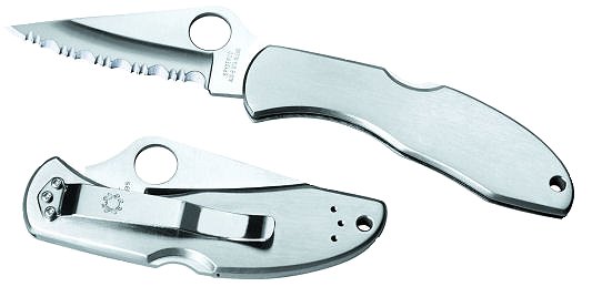 Spyderco Folding Knife w/Clip Point Blade/Stainless Steel Ha