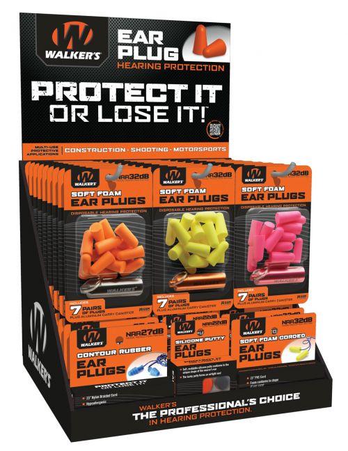 Walkers Foam Ear Plugs Counter Display Ear Plugs 58 Pieces