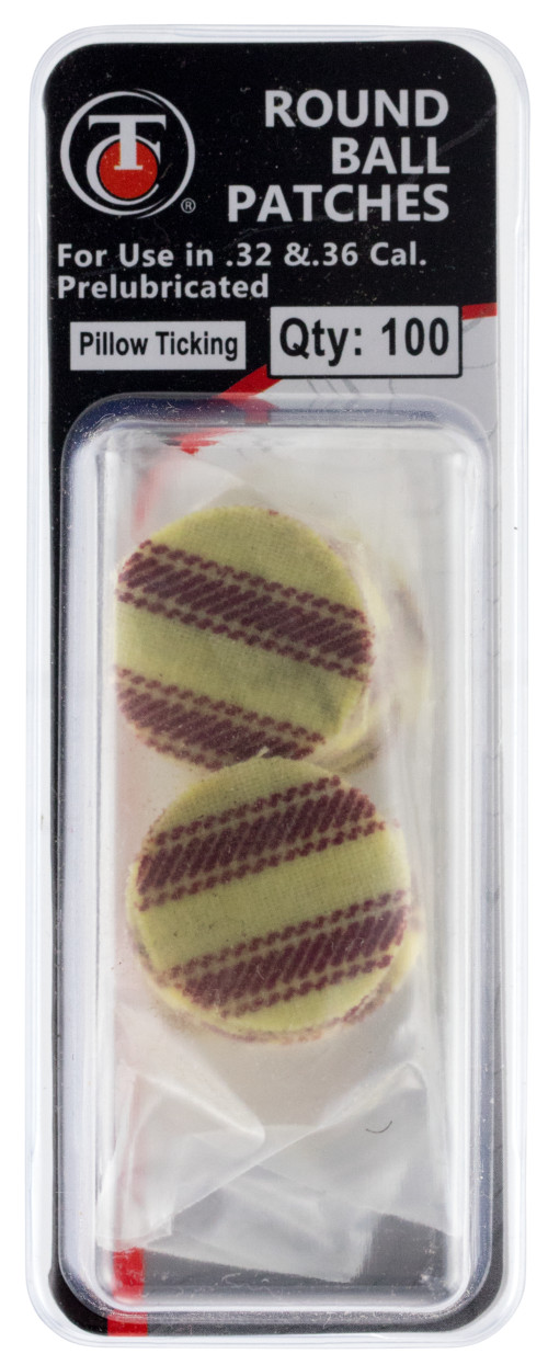 T/C Accessories 31007135 Pillow Ticking Roundball Patches 32 Cal,36 Cal Cotton Patch w/Wonder Lube 100 Per Pack