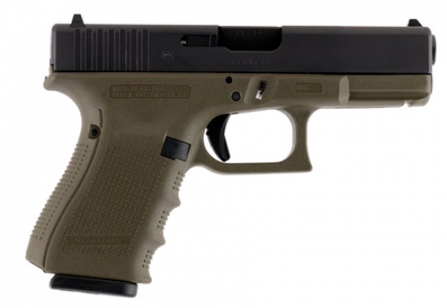 Glock PG1957203MOS G19 Gen4 MOS 9mm Luger 4.02 15+1 OD Green Frame with Matte Black Steel with MOS Cuts Slide, Finger Grooved R