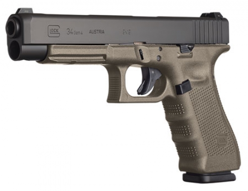 Glock G34 Double 9mm 5.3 17+1 OD Green Grip Black