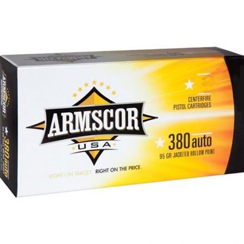 Armscor Pistol 380 ACP 95 gr Jacketed Hollow Point (JHP) 20 Bx/ 25 Cs