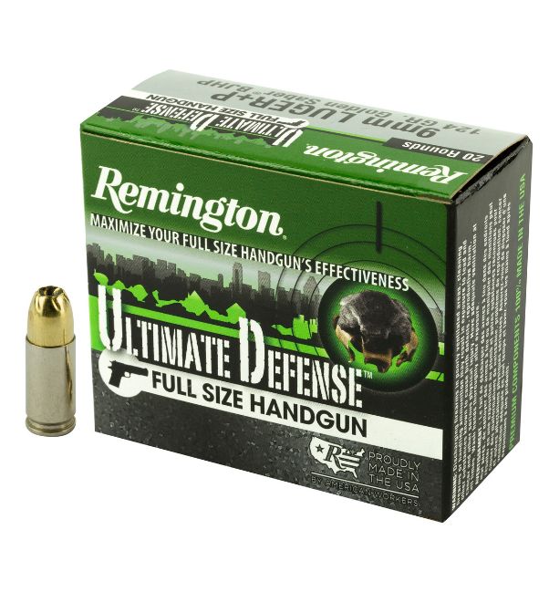 Remington Ammunition Ultimate Defense Full-Sized Handgun 9mm+P 12