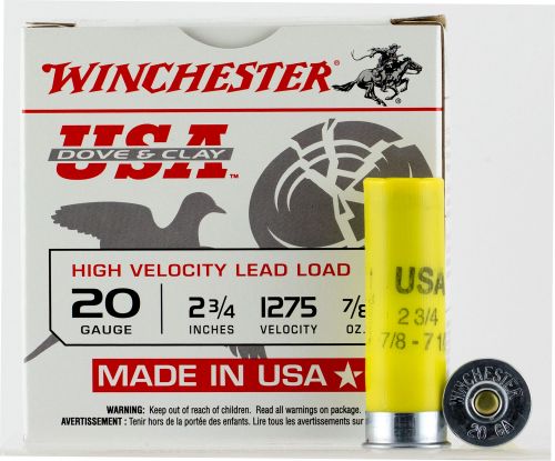 Winchester Ammo USAL207 Dove and Clay 20 Gauge 2.5 7/8 oz 7.5 Round 25 Bx/ 10 1