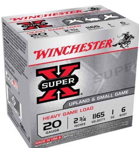 Winchester Super-X Heavy Game 20 Ga. 2 3/4 1 oz,#6 Lead Round Case Size