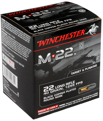 Winchester S.22 LRT M-22  .22 LR  Lead Round Nose 40 GR 1000Rd box