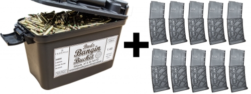 500 Rounds* of Federal XM855 62gr 5.56 and 10 30 Rd AR-15 Mags