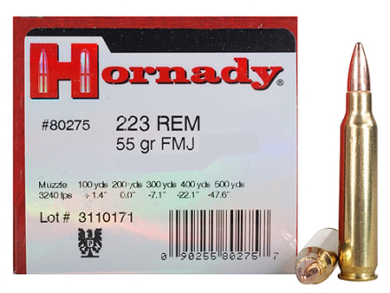 Hornady 80275LE .223 Remington 55gr FMJ Brass Training 50ct