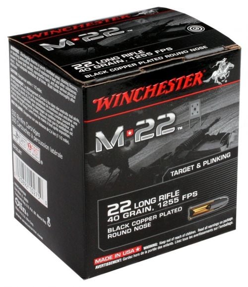 WINCHESTER AMMO .22 LR M22 1255FPS. 40GR. Black COPR PLTED RN 1000PK