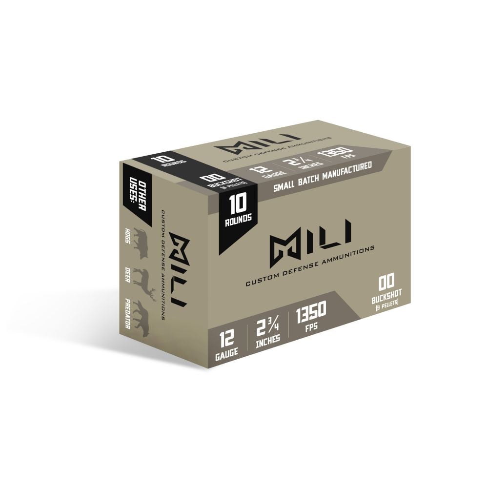 Mili Custom Ammunition #00- Buckshot 12 Gauge Ammo 2 3/4\ 10 Round Box