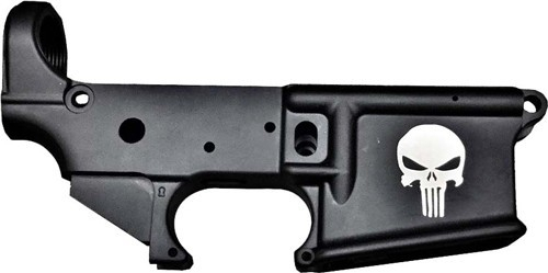 Anderson Manufacturing AM-15 Stripped Open Trigger 223 Remington/5.56 NATO Lower Receiver, Punisher Skull