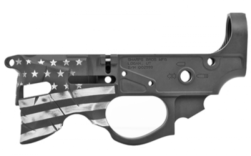 Sharps Bros Overthrow AR-15 Stripped Black/Gray Flag 223 Remington/5.56 NATO Lower Receiver