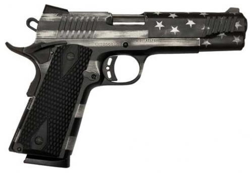 Citadel CITC9MMFSPUSG 1911-A1 Government 9mm Luger 5 10+1 Overall American Flag Gray Cerakote Finish with Steel Slide, Black G1