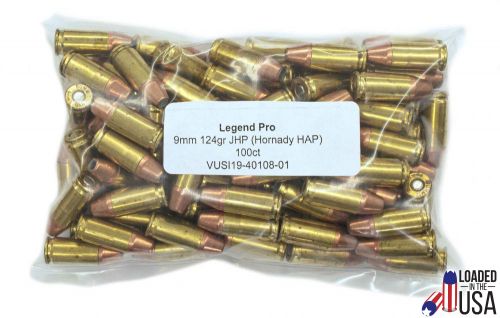 Legend Ammo 9MM HAP JHP 124GR 100RD