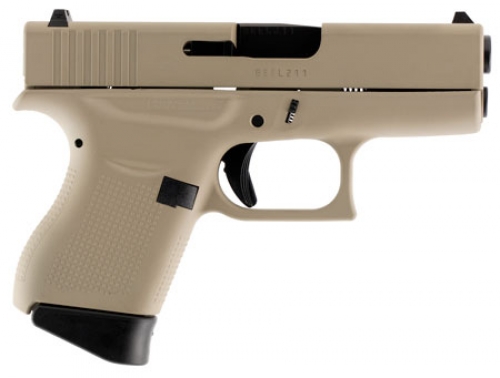 Glock G43 Double 9mm 3.39 6+1 Desert Tan Interchangeable Backstra