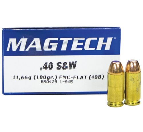 Magtech Range/Training Full Metal Jacket Flat Nose 40 S&W Ammo 180 gr 50 Round Box