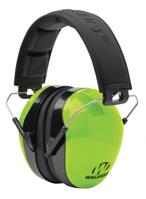 Walkers Passive Advanced Protection Muff Polymer 26 dB Over the Head Hi-Viz Lime Ear Cups with Black Headband Adult