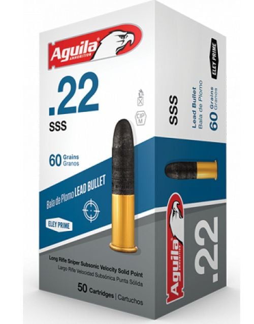 Aguila .22 LR 60Gr Sniper Subsonic Solid Point 50rd