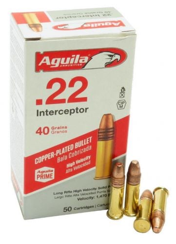 Aguila Interceptor Solid Point 22 Long Rifle Ammo 40gr 50 Round Box