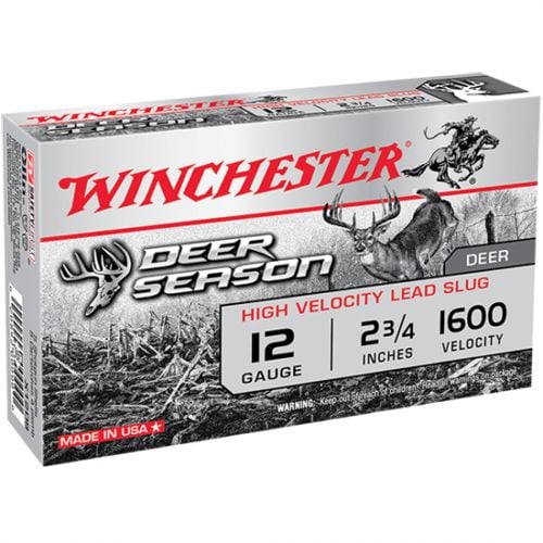 Winchester Ammo Deer Season High Velocity 12 Gauge 2.75 1 1/8 oz Lead Slug Shot 5 Bx/ 20 Cs