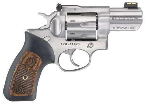 Ruger GP100 .357 Magnum 2.5 Stainless Rubber/Hardwood Insert Grip