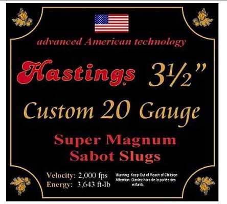 Hastings 20 Ga. 3 1/2 15/16 oz, Sabot Slug