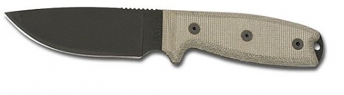 Ontario Black Drop Point Fixed Blade w/Canvas Micarta Handle