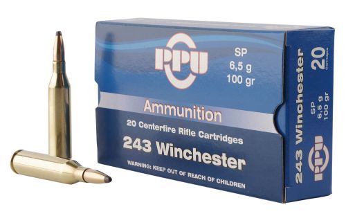 PPU Standard Rifle 243 Win 100 gr Soft Point (SP) 20 Bx/ 10 Cs