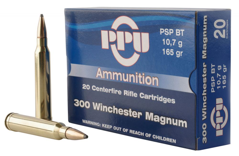 PPU Standard Rifle 300 Win Mag 165 gr Pointed Soft Point Boat-Tail (PSPBT) 20 Bx/ 10 Cs