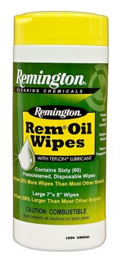 Remington Rem Oil Pop Up Gun Cleaning Wipes 7x8 60pk