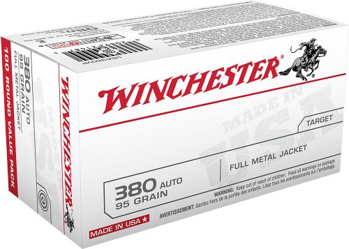 Winchester  USA  380 ACP 95 Grain Full Metal Jacket 100rd box