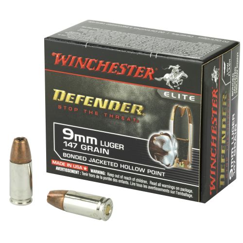 Winchester PDX1 Defender Bonded Jacket Hollow Point 9mm Ammo 147 gr 20 Round Box