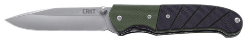 CRKT 6850 Ignitor 3.38 Folding Modified Drop Point Plain Satin 8Cr14MoV SS Blade/ Black/Green G10 Handle Includes Pocket Clip