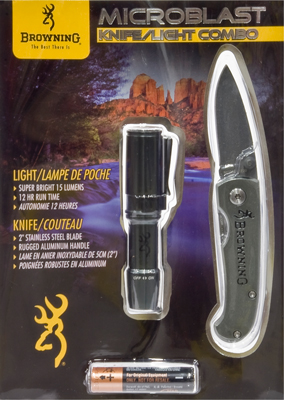 Browning Gray Microblast Flashlight & Knife w/Gray Handle