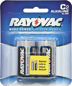 RayoVac 2 Pack Carded Alkaline C Cell Batteries