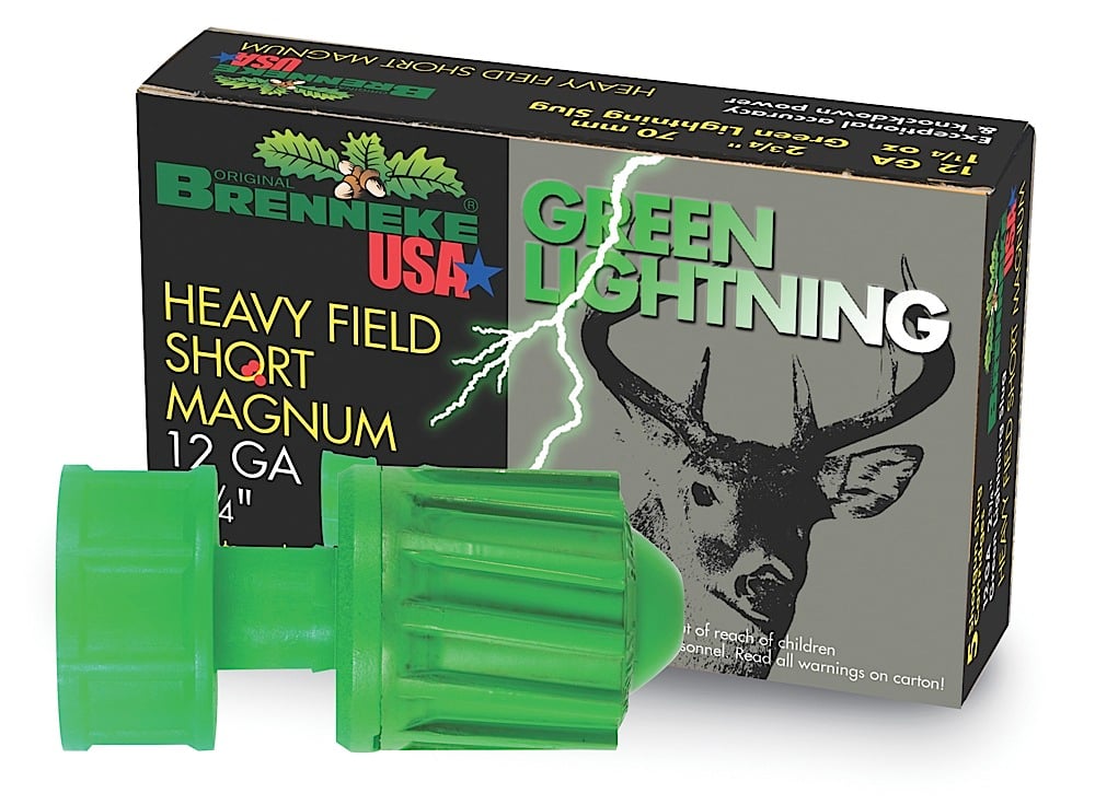 Brenneke Green Lightening Slug 12 Gauge Ammo 5 Round Box