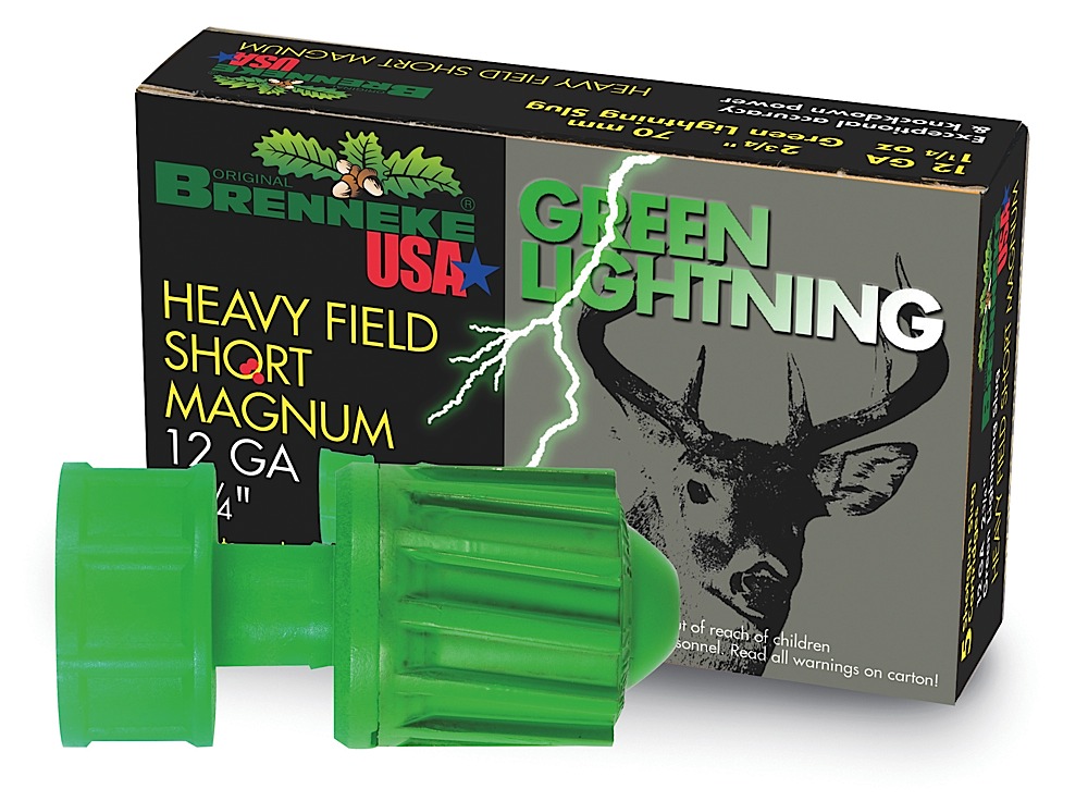 Brenneke Green Lightening Slug 12 Gauge Ammo 5 Round Box