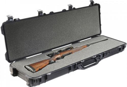 Pelican 1750000110 Protector Long Case 53 Black Polypropylene Rifle w/Wheels