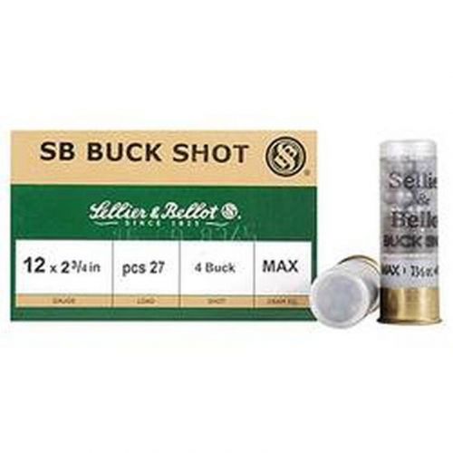 Sellier & Bellot Buckshot 12 Gauge Ammo 4 Buck 25 Round Box